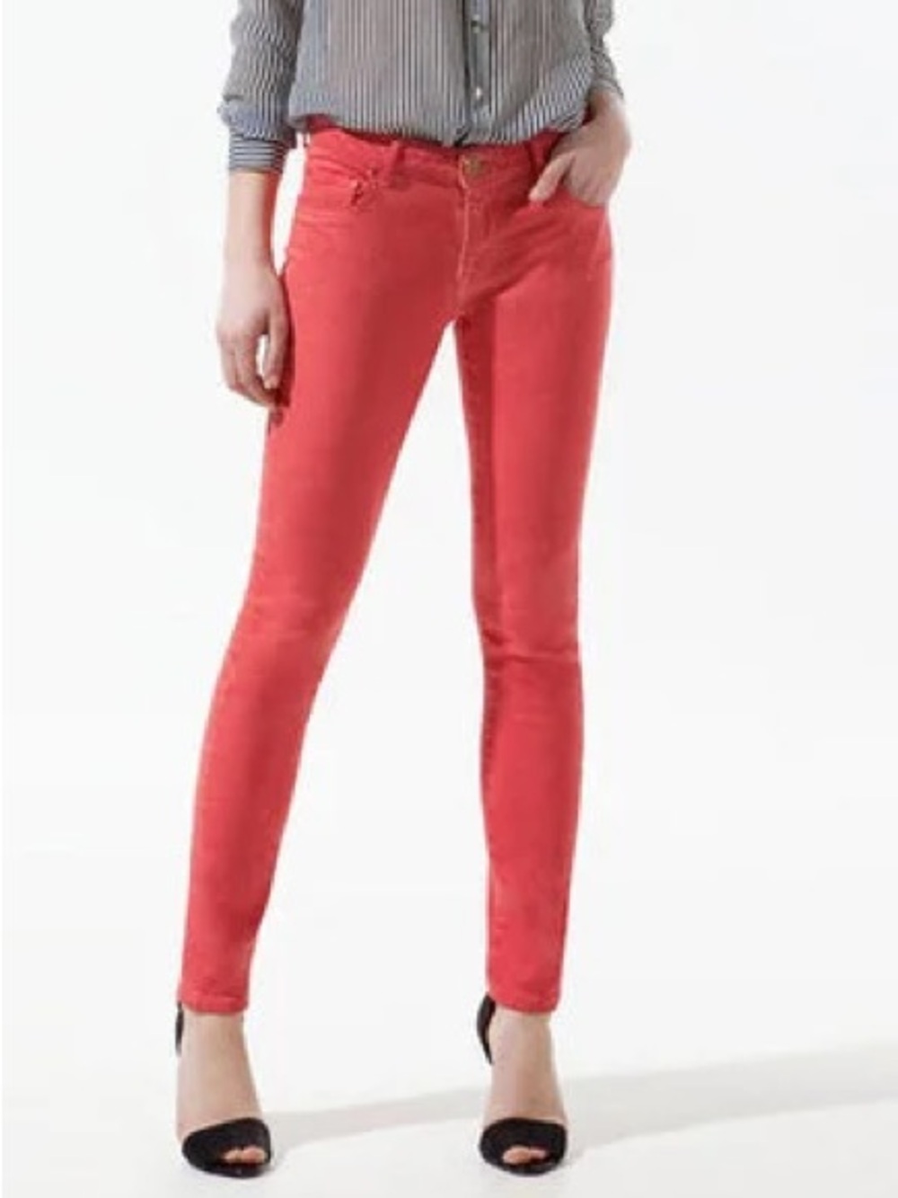 Zara Trafaluc Core Denim Coral Skinny Jeans